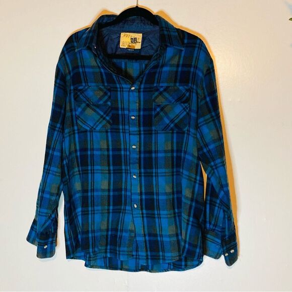 Outback Rider Blue Cotton Plaid Button Up size Men’s M - Picture 1 of 4